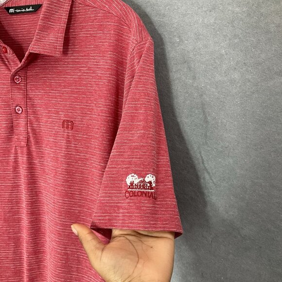 Travis Mathew Polo Shirt Men Large L Red Stripe Golf Short Sleeve Casual - Picture 6 of 13